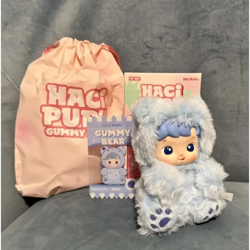 Pop Mart Hacipupu Gummy Bear Series Vinyl Plush Pendant Open Blind Box-Blueberry